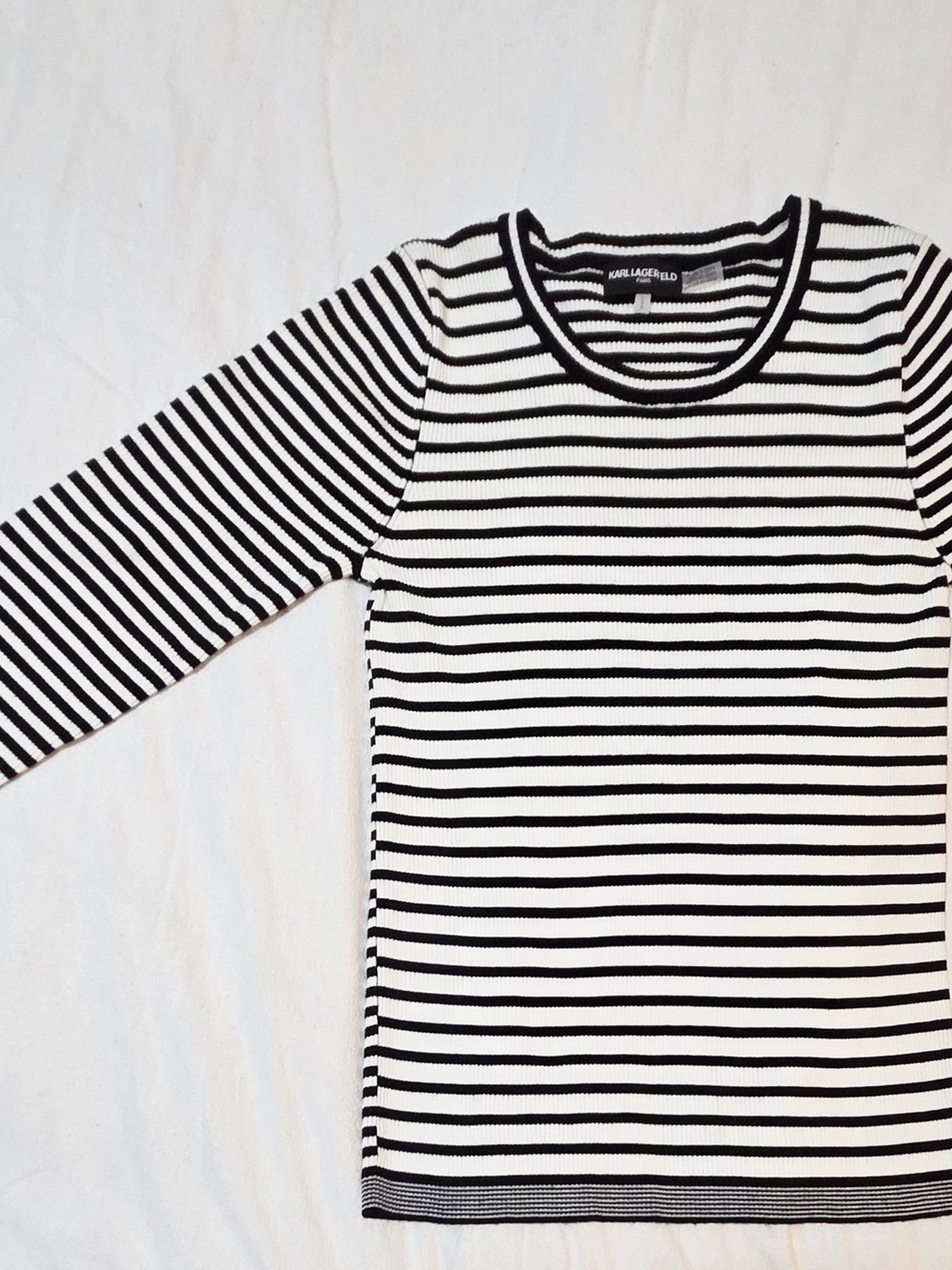 Karl Lagerfeld Black & White Striped Long Sleeve Top